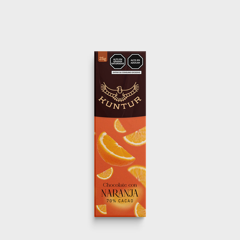 Chocolate 70% con naranja (25g)